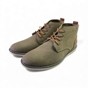 London Fog New Men's 10 Brown Canvas Ankle Lace up Chukka Boots